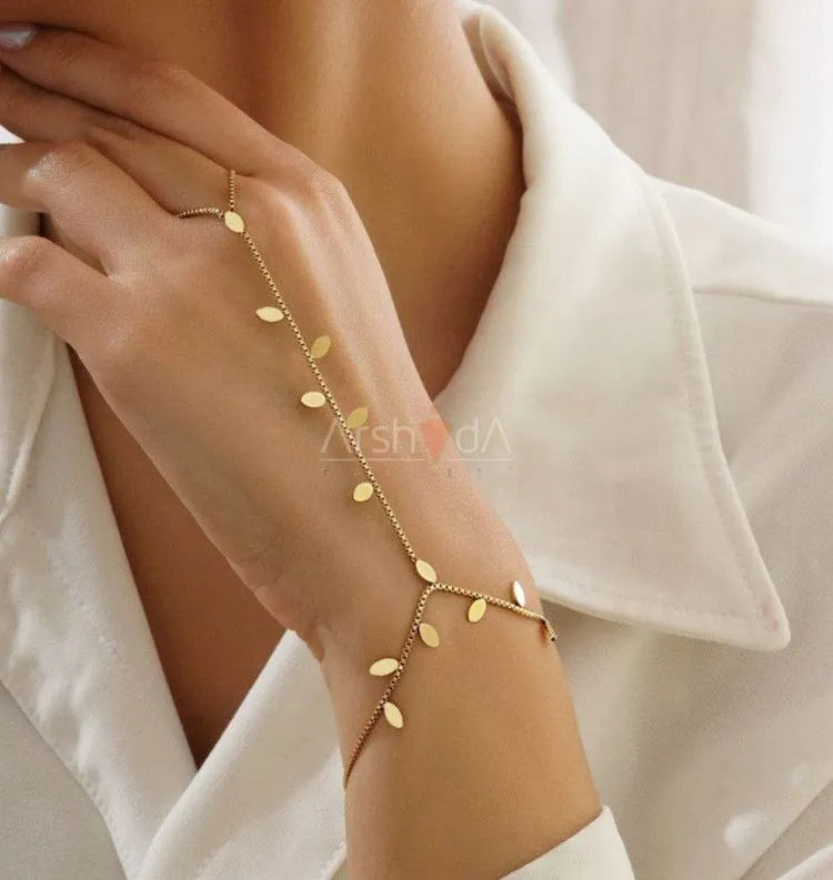 Golden Leaf Hand Chain
