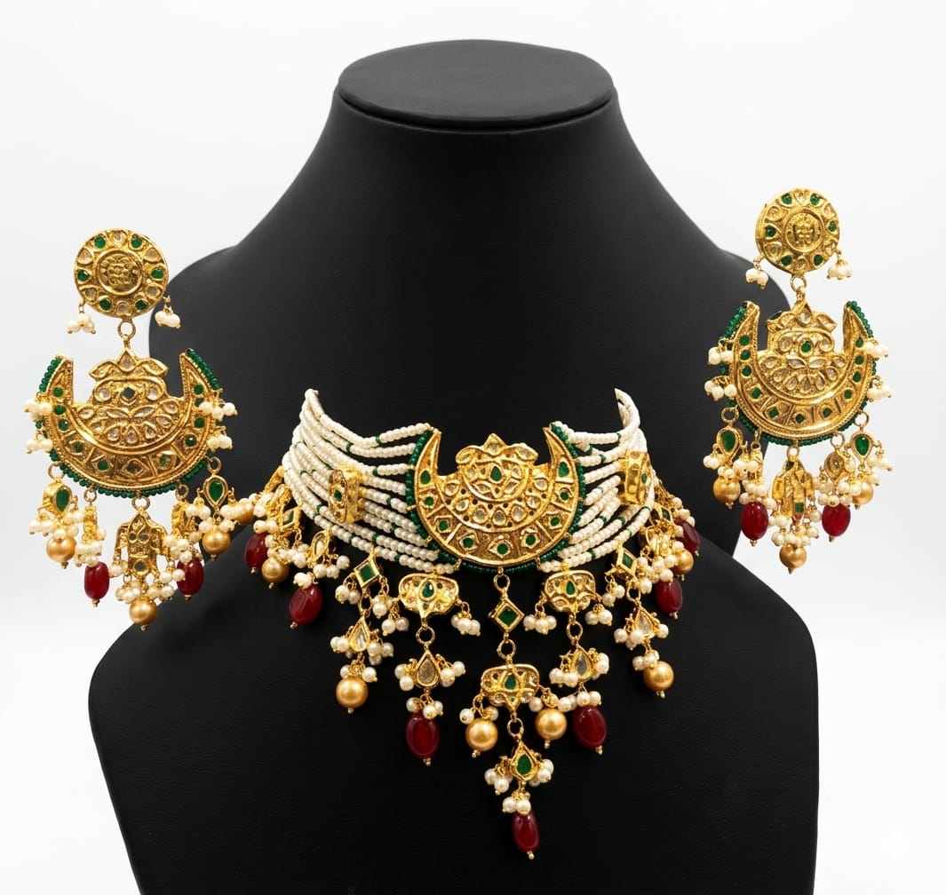 Royal Chandbali Pearl Choker Set
